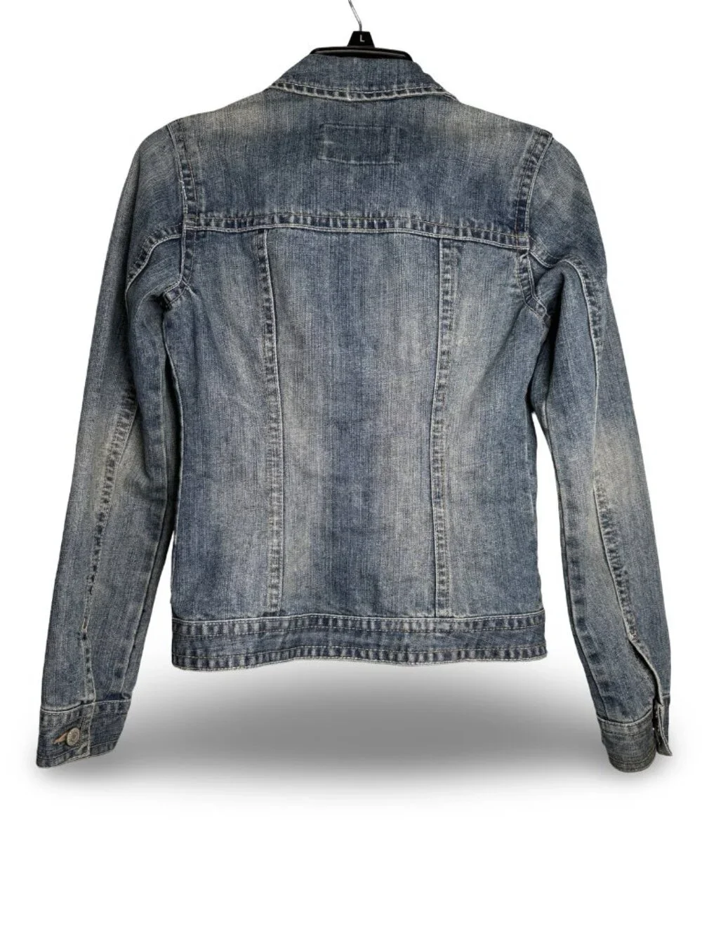 VTG Old Navy Denim Trucker Jean Jacket Girls XL Blue Y2K Stretch Pockets Casual
